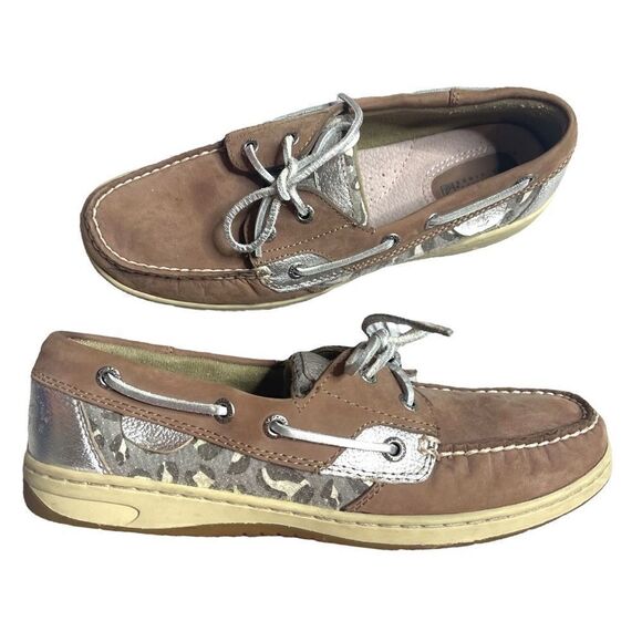 Sperry Top Sider Women’s Leopard Animal Print Boat Shoes Size 8 M Preppy Summer - Picture 1 of 11